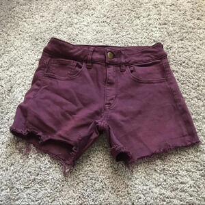 American Eagle Maroon Hi-Rise Shorty Shorts